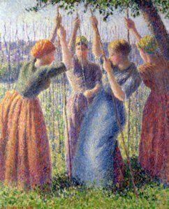 "Peasant Women Planting Poles in the Ground," by Camille Pissarro