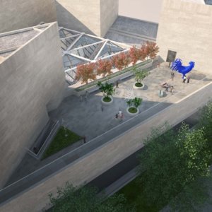 Aerial view of the NGA roof terrace